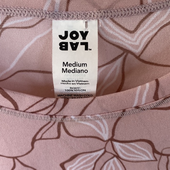 JoyLab mesh long sleeve floral top, Color: Rose Taupe Pink athletic top, Size M - Picture 5 of 8